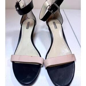 Stylish Black and Beige Wedge Sandals by BCBG